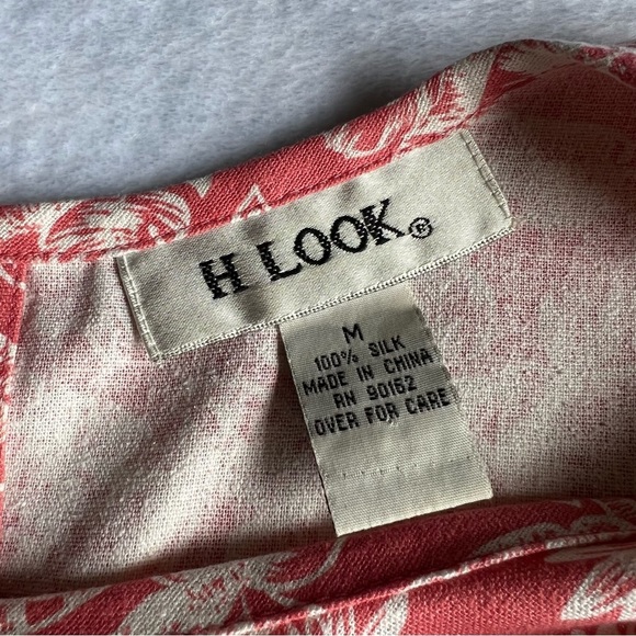 H LOOK 100% SILK Tropical Print Maxi Dress Sleeveless Size M Casual Sundress - Picture 7 of 8